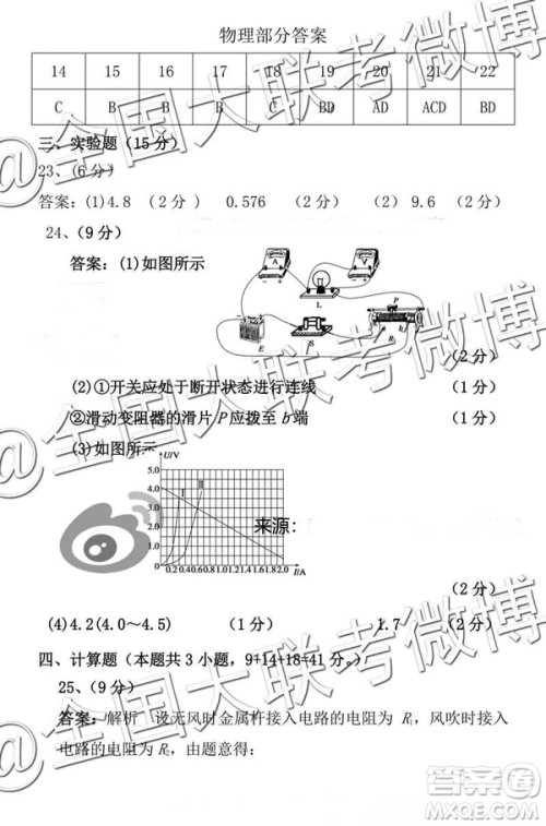 九江市2019年高考第一次模拟考试理科综合参考答案