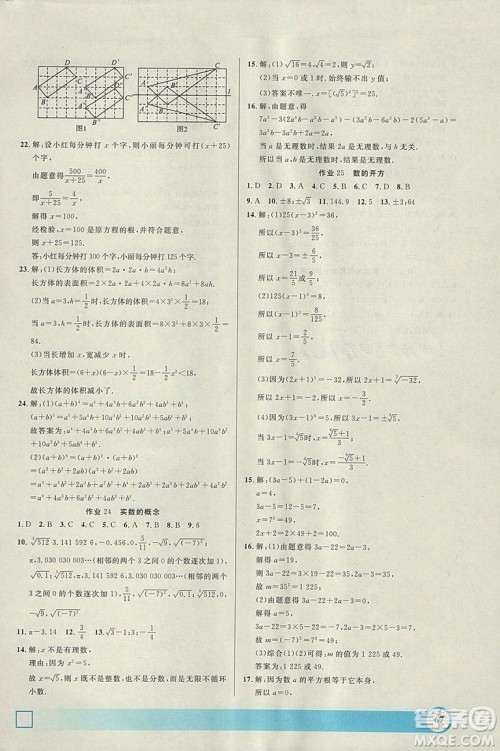 上海专版钟书金牌2019寒假作业导与练数学七年级参考答案 上海专版钟书金牌2019寒假作业导与练数学七年级参考答案