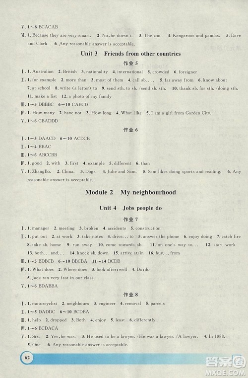 钟书金牌2019上海专版寒假作业导与练英语七年级参考答案 钟书金牌2019上海专版寒假作业导与练英语七年级参考答案