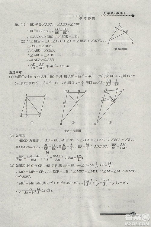 快乐寒假2019沪教版寒假能力自测数学九年级中西书局答案