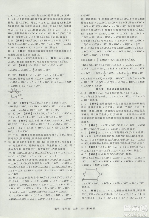 华师版HS2019版王朝霞考点梳理时习卷七年级上册数学参考答案 华师版HS2019版王朝霞考点梳理时习卷七年级上册数学参考答案