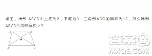 梯形ABCD被两条对角线分成了四个三角形S1、S2、S3、S4。已知S1=2cm2,S2=6cm2。求梯形ABCD的面积。 梯形ABCD被两条对角线分成了四个三角形S1、S2、S3、S4。已知S1=2cm2,S2=6cm2。求梯形ABCD的面积。