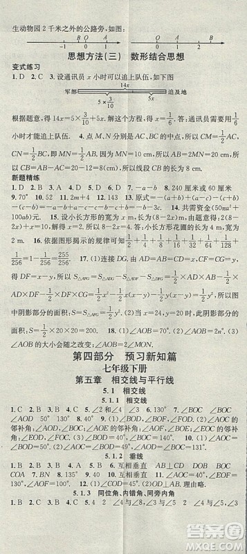 华章教育2019年寒假总复习学习总动员数学七年级R人教版答案