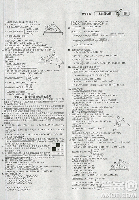 经纶学典2019年江苏国标版寒假总动员八年级数学答案