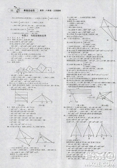 经纶学典2019年江苏国标版寒假总动员八年级数学答案