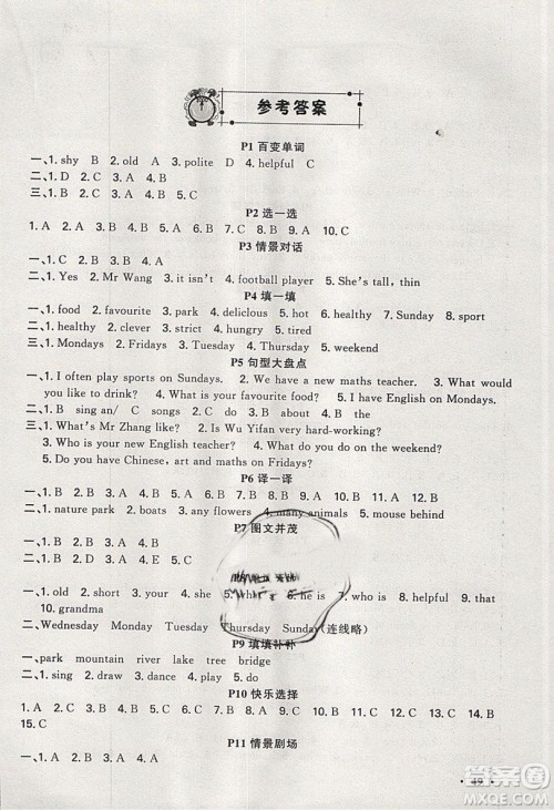 2019新路学业快乐假期寒假作业五年级英语人教PEP版参考答案 2019新路学业快乐假期寒假作业五年级英语人教PEP版参考答案