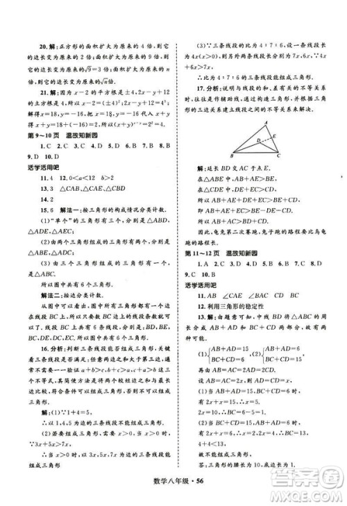 2019年赢在起跑线中学生快乐寒假8年级数学参考答案