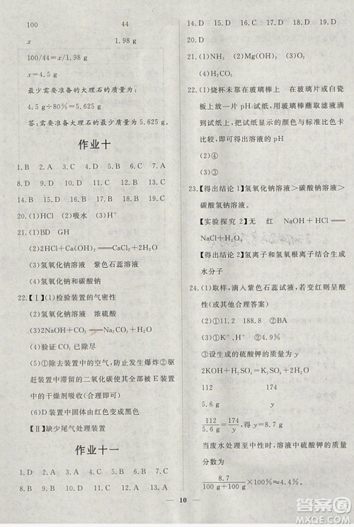 文轩图书2019寒假假期生活指导九年级化学答案 文轩图书2019寒假假期生活指导九年级化学答案