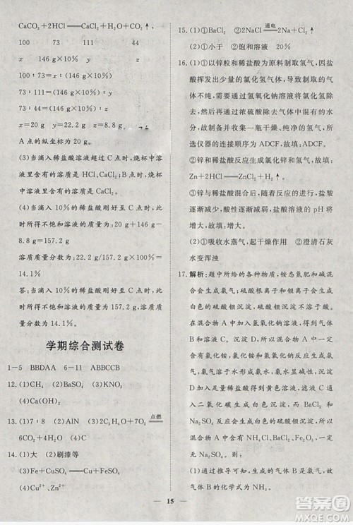 文轩图书2019寒假假期生活指导九年级化学答案 文轩图书2019寒假假期生活指导九年级化学答案