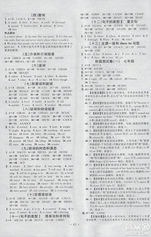 河北专版2019中考火线100天中考滚动复习法英语参考答案