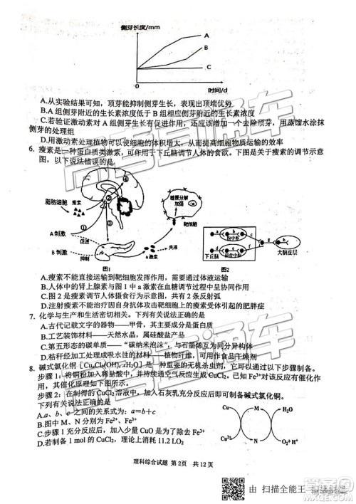 安徽六校教育研究会2019年高三第二次联考理综试题及参考答案