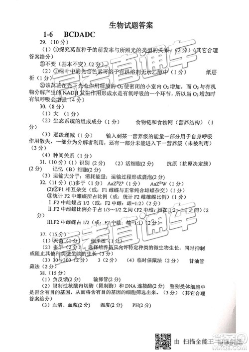 安徽六校教育研究会2019年高三第二次联考理综试题及参考答案 安徽六校教育研究会2019年高三第二次联考理综试题及参考答案