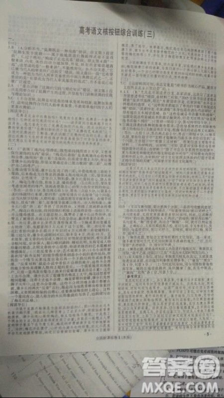 2019高考语文核按钮综合训练全国课标卷B版答案