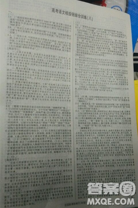 2019高考语文核按钮综合训练全国课标卷B版答案