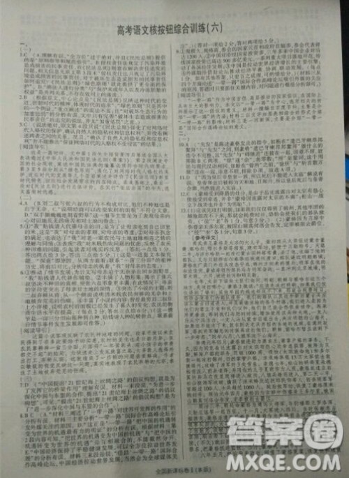 2019高考语文核按钮综合训练全国课标卷B版答案