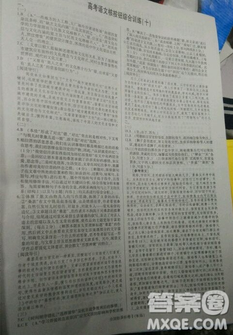 2019高考语文核按钮综合训练全国课标卷B版答案