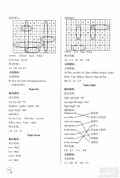 辽宁师范大学出版社2019年寒假乐园1英语六年级参考答案