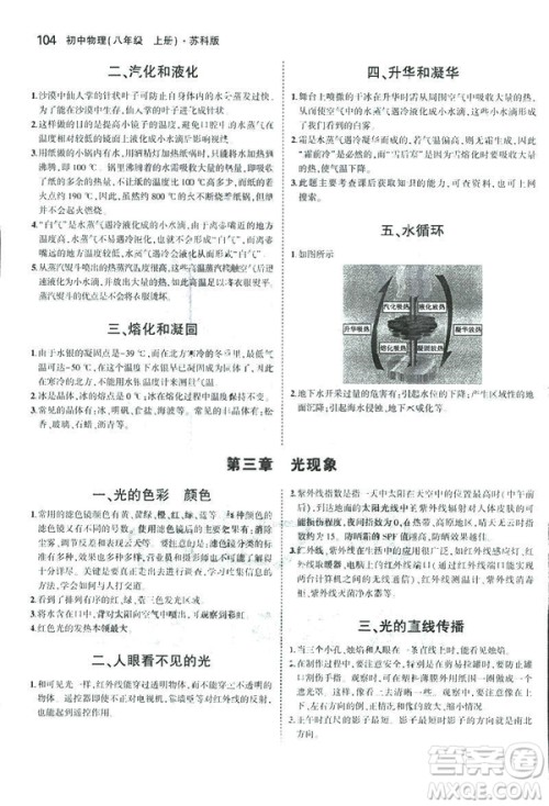 2019版5年中考3年模拟初中物理八年级上册苏科版SK参考答案 2019版5年中考3年模拟初中物理八年级上册苏科版SK参考答案