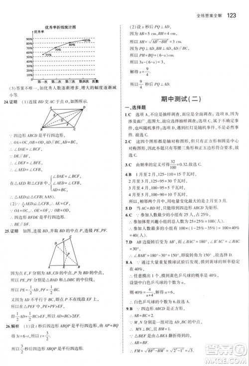 曲一线科学备考2019版5年中考3年模拟八年级数学下册苏科版参考答案