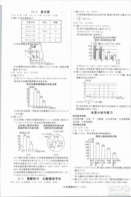 优翼丛书2019学练优初中数学RJ人教版七年级下参考答案