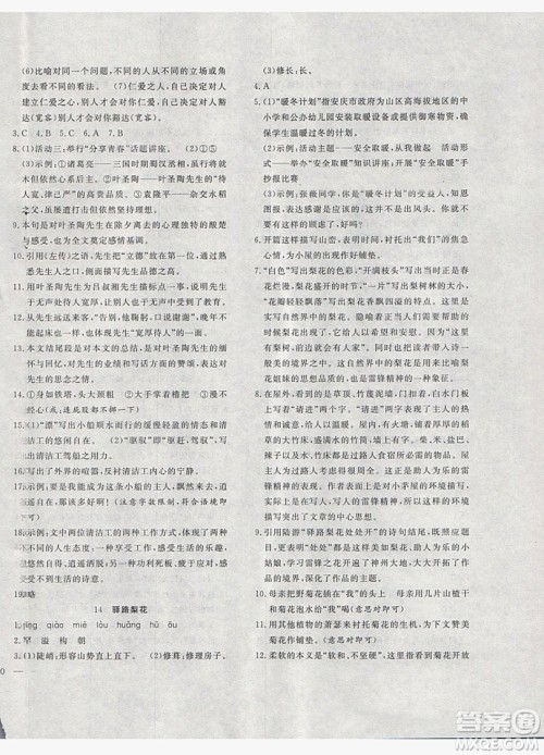 2019体验型学案体验新知高效练习七年级下册语文人教版答案