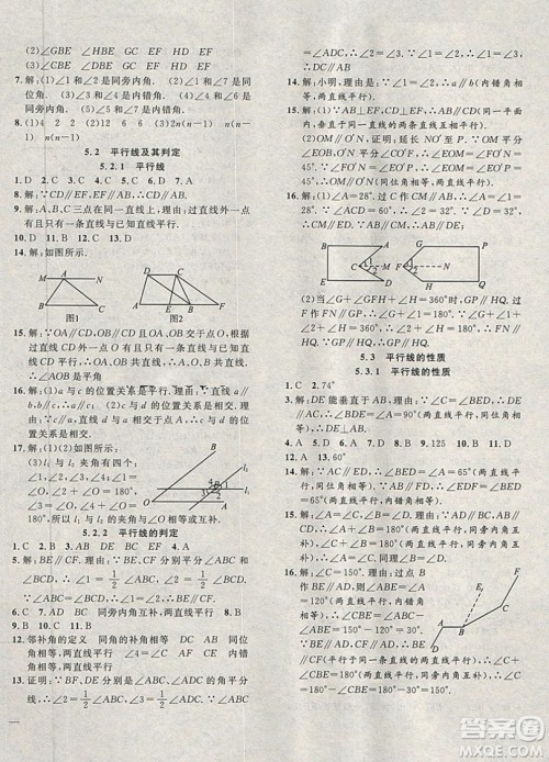 2019体验型学案体验新知高效练习七年级下册数学人教版答案 2019体验型学案体验新知高效练习七年级下册数学人教版答案