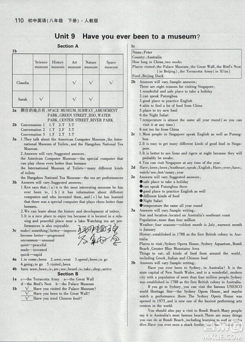 2019人教版英语教材课本八年级下册义务教育教科书参考答案 2019人教版英语教材课本八年级下册义务教育教科书参考答案