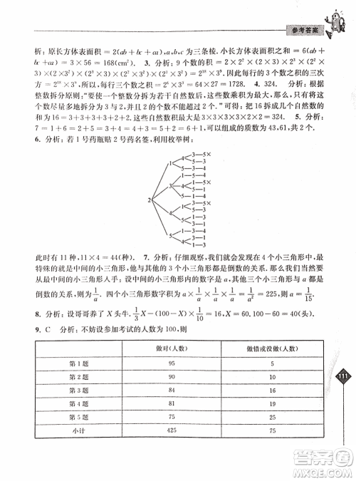 2019年奥数培优捷径六年级第二版参考答案 2019年奥数培优捷径六年级第二版参考答案