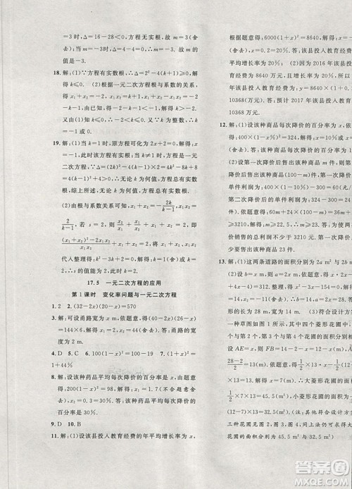 2019体验型学案体验新知高效练习八年级下册数学沪科版答案