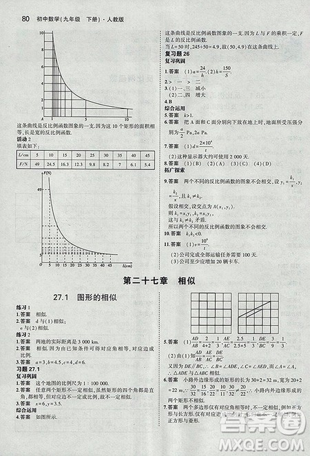 义务教育教科书教材课本2019人教版初中数学九年级下册数学书课后习题答案 义务教育教科书教材课本2019人教版初中数学九年级下册数学书课后习题答案
