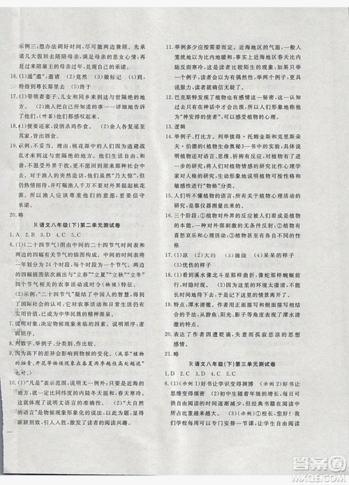 2019体验型学案体验新知高效练习八年级下册语文人教版答案