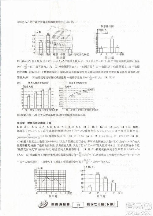 BFB系列丛书周周清检测2019七年级数学下册浙教版参考答案