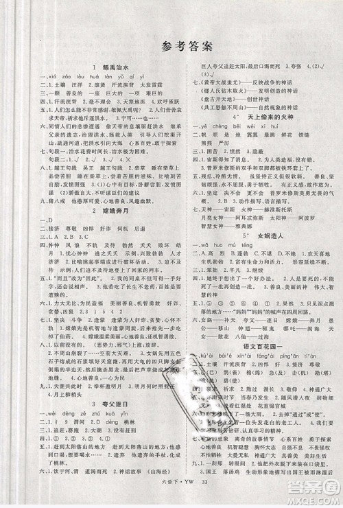 优翼丛书2019版学练优小学语文六年级下册YW语文版参考答案 优翼丛书2019版学练优小学语文六年级下册YW语文版参考答案