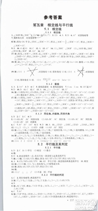 云南专版滚动学习法名校课堂2019七年级数学下册RJ人教版答案