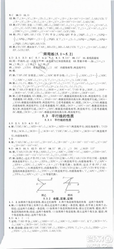 云南专版滚动学习法名校课堂2019七年级数学下册RJ人教版答案