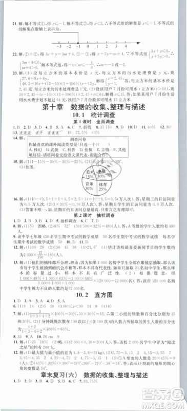 云南专版滚动学习法名校课堂2019七年级数学下册RJ人教版答案