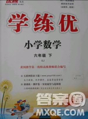 优翼丛书2019版学练优小学数学六年级下册SJ苏教版参考答案