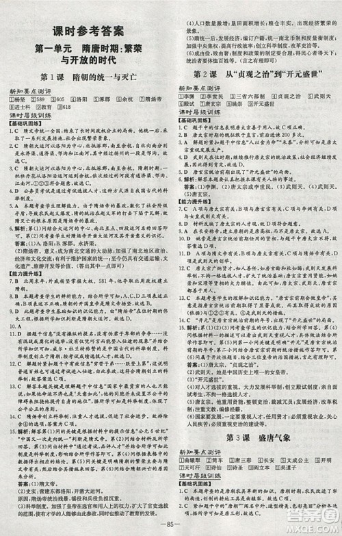 2019导与练练案课时练课时作业本七年级下册历史人教版答案