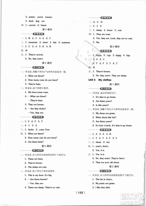 开明出版社2019版全品学练考四年级下册英语PEP人教版参考答案 开明出版社2019版全品学练考四年级下册英语PEP人教版参考答案