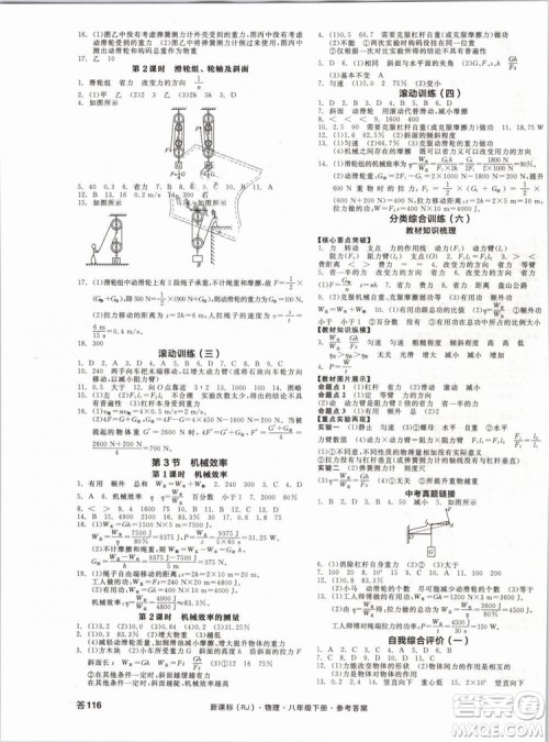 新课标2019全品作业本八年级物理下册RJ人教版参考答案 新课标2019全品作业本八年级物理下册RJ人教版参考答案