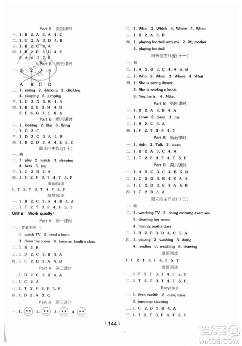2019版全品学练考五年级下册英语RJPEP人教版参考答案