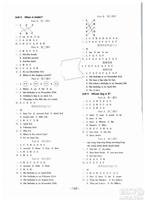 2019版全品学练考五年级下册英语RJPEP人教版参考答案