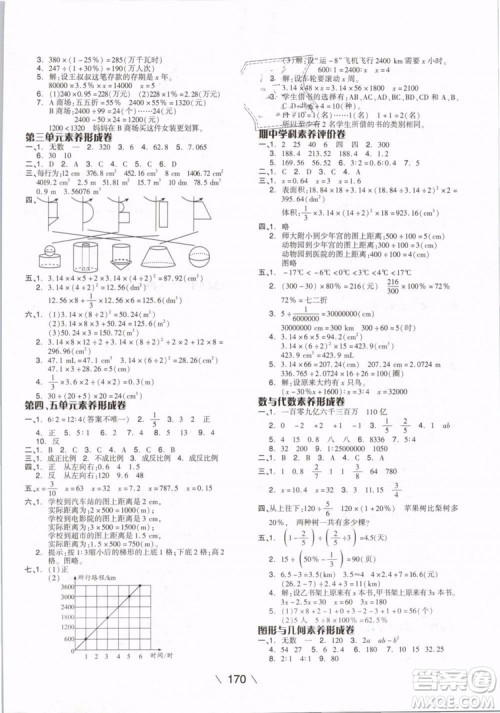 开明出版社2019版全品学练考六年级下册数学RJ人教版参考答案 开明出版社2019版全品学练考六年级下册数学RJ人教版参考答案
