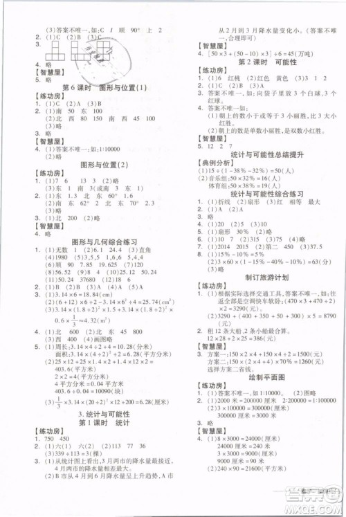 开明出版社2019版全品学练考六年级下册数学SJ苏教版参考答案 开明出版社2019版全品学练考六年级下册数学SJ苏教版参考答案