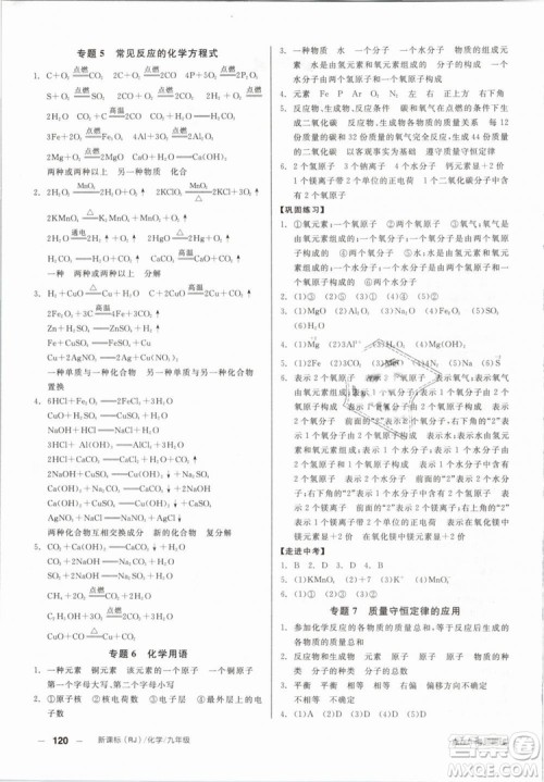 2019人教版全品作业本九年级化学下册新课标RJ阳光出版社参考答案