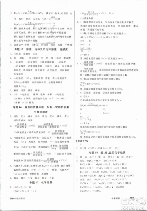 2019人教版全品作业本九年级化学下册新课标RJ阳光出版社参考答案 2019人教版全品作业本九年级化学下册新课标RJ阳光出版社参考答案