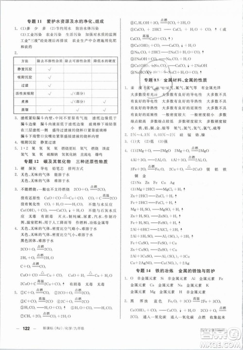 2019人教版全品作业本九年级化学下册新课标RJ阳光出版社参考答案