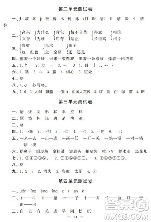 钟书金牌2019年金牌教练一年级语文下册参考答案 钟书金牌2019年金牌教练一年级语文下册参考答案