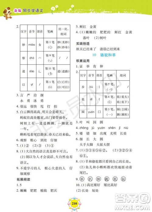 2019年新编同步学一年级下册语文人教部编版参考答案 2019年新编同步学一年级下册语文人教部编版参考答案