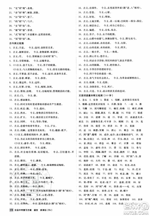 浙江专版2019版全品中考复习方案作业手册九年级语文新课标RJ人教版参考答案 浙江专版2019版全品中考复习方案作业手册九年级语文新课标RJ人教版参考答案